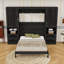 Grand lit escamotable en bois avec tiroirs et tablettes