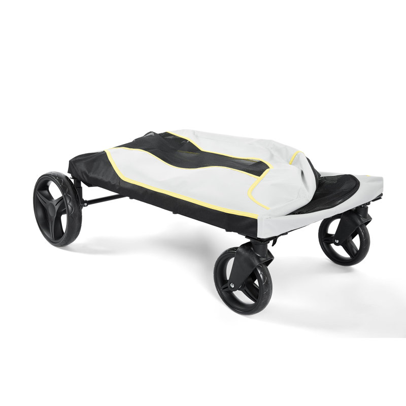 Grande poussette pour chien jusqu'à 176 lb avec roues tout-terrain à 360 °, poussette pliable pour animal de compagnie avec housse de protection contre les intempéries, filet d'air, frein à pied et panier de rangement, blanc