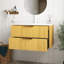 Meuble-lavabo de salle de bain avec lavabo, armoire de rangement flottante à fines rayures avec tiroirs, lavabo intégré en pierre frittée blanche Carrara, pré-assemblé-445188709-445188711