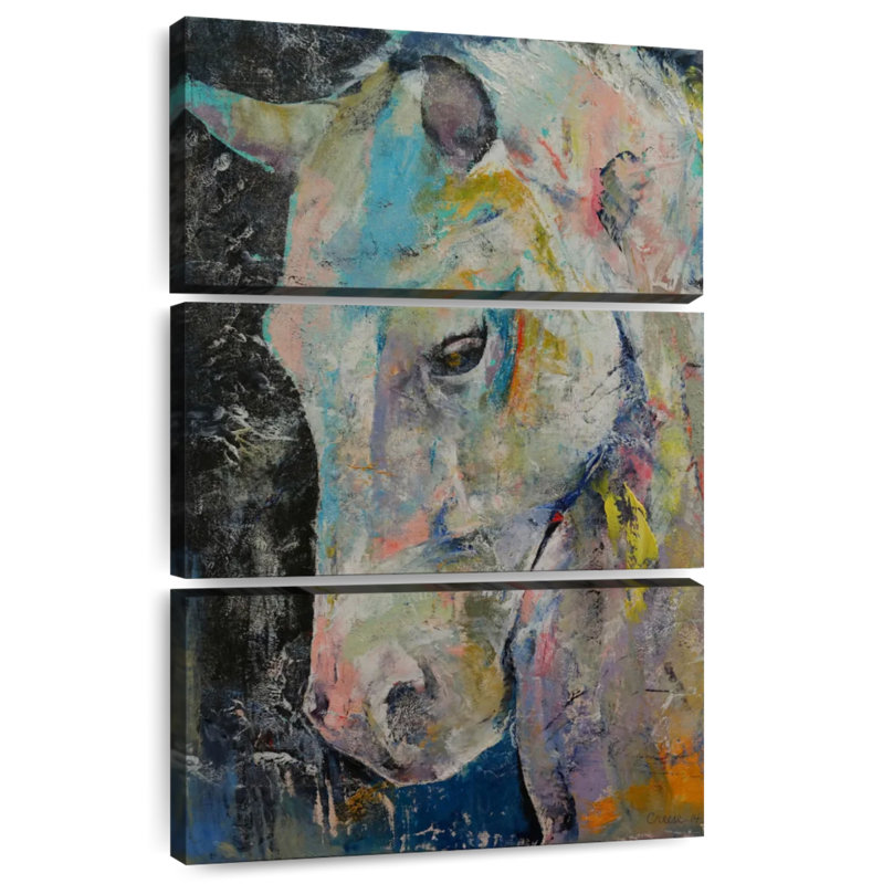 Brampt, peinture de cheval blanc, H 45 po x l 28 po