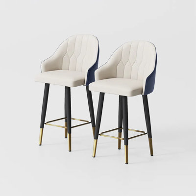 Vera - Modern Leather Counter Height Bar Stools Set Of 2