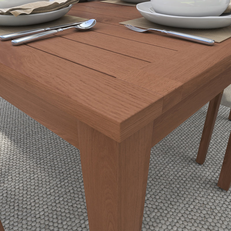 Ensemble de salle à manger de patio rectangulaire en bois massif pour 6 personnes avec coussins, Bois robuste