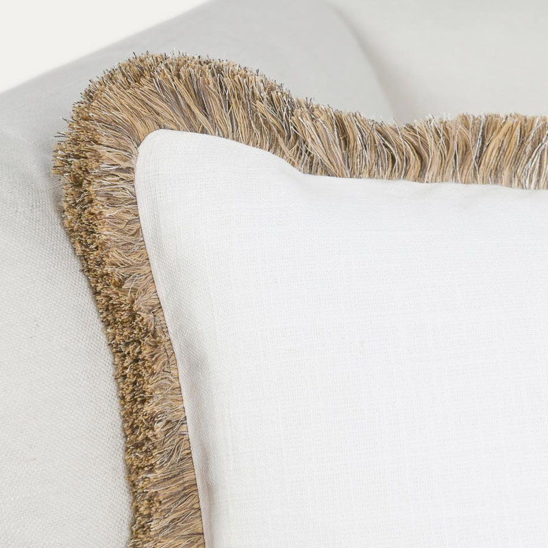 Cara Fringe Linen Blend Throw Pillow, 16"H x 36"W, Rectangular