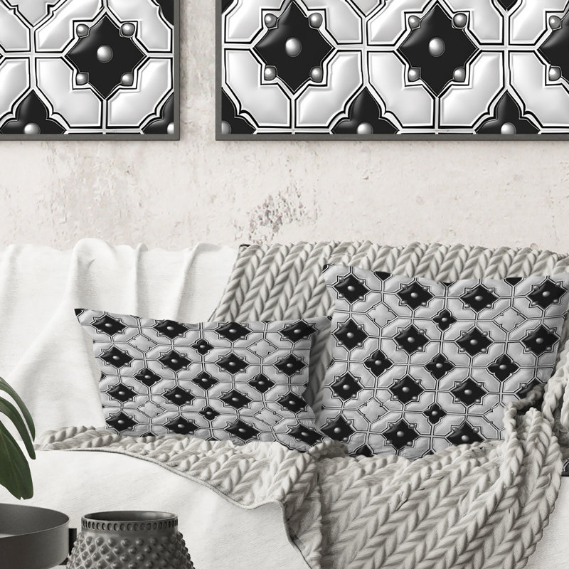Coussin lombaire noir Modern Trellis I
