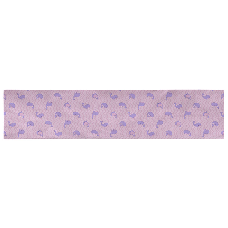 Chemin de table baleines Avicia, 90 po x 16 po, Rose / Mauve, Coton