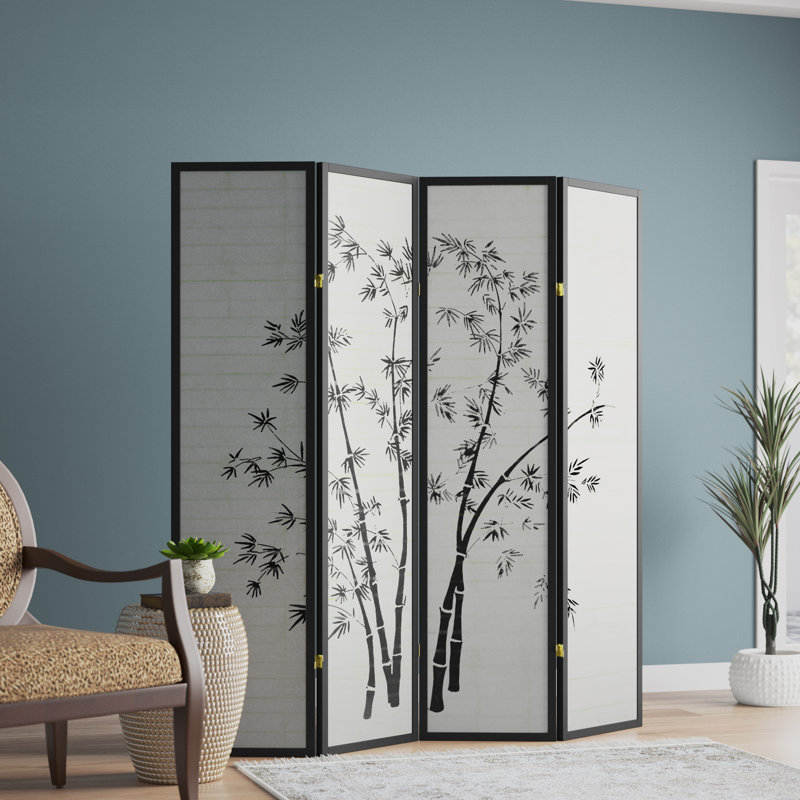 Prentice 70.5"H 4-Panel Solid Wood Folding Room Divider, 4
