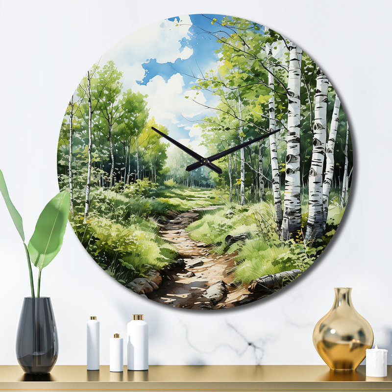 Horloge murale Birch Woods Whispering Winds, Grand
