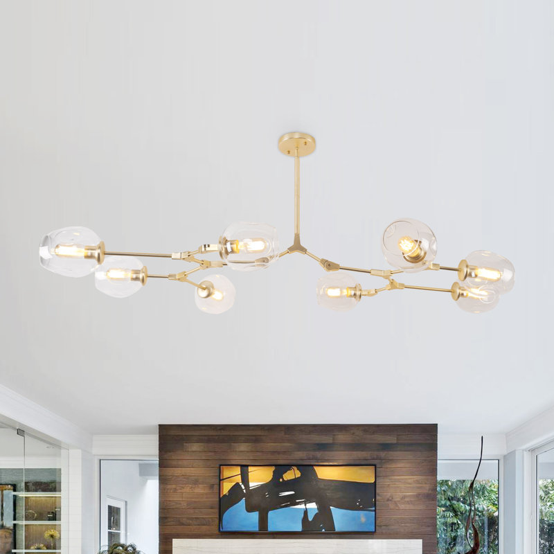 Pendent 8 - Light Sputnik Modern Linear Chandelier, Transparent, Gold