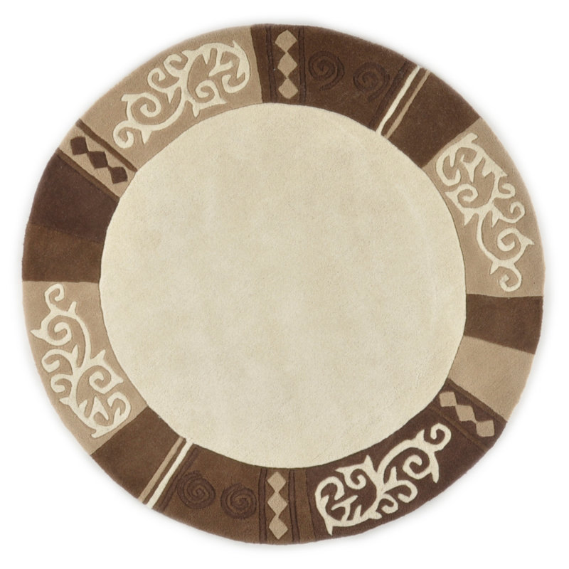 Ambadi Geometric Wool Hand Tufted Area Rug Set, Round 190 cm