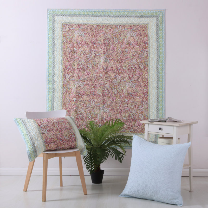Palisades Pastel Floral Quilted Cotton Throw Blanket