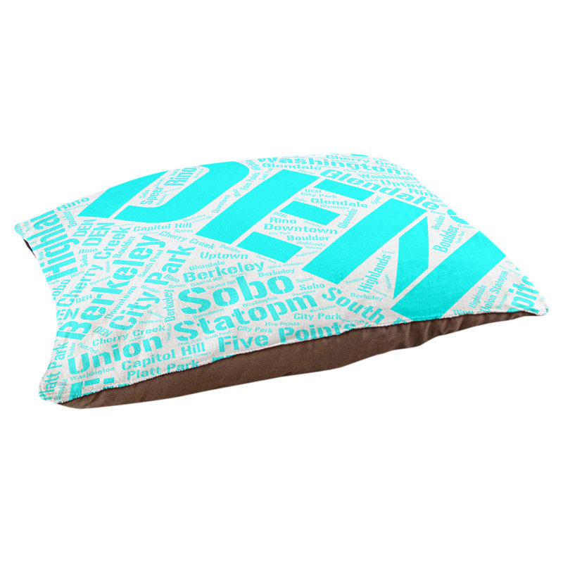 Coussin de chien « districts », Grand (l 40 po x P 30 po x H 14 po), Cyan, Denver