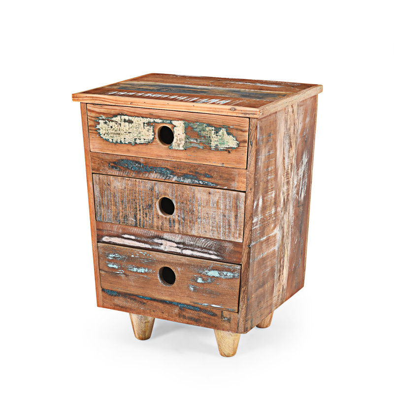 Table de bout en bois avec table de chevet et tiroirs