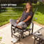Ensemble de 2 chaises berçantes coulissantes, simples en métal et en filet, brun-399918812