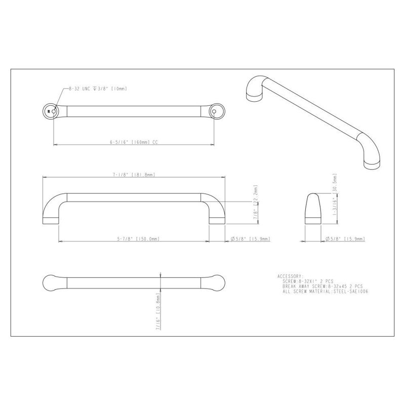 Loxley Bar Pull, Satin Nickel, 3 3/4"