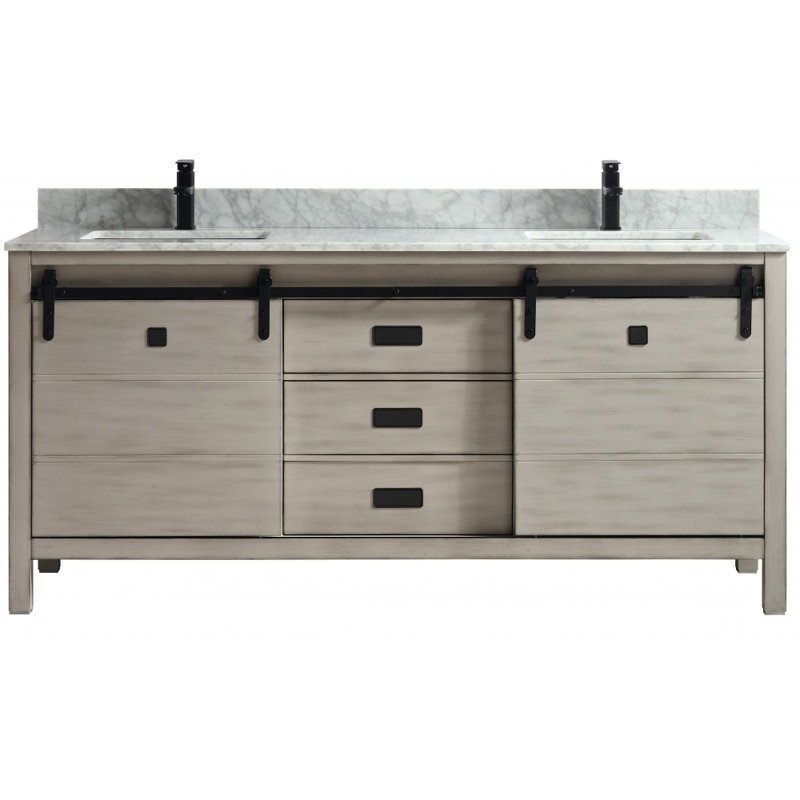 Base de meuble-lavabo double 71 po seulement, Gris antique