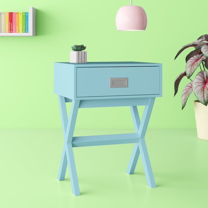 Emile End Table with 1 Drawer, Sea Foam
