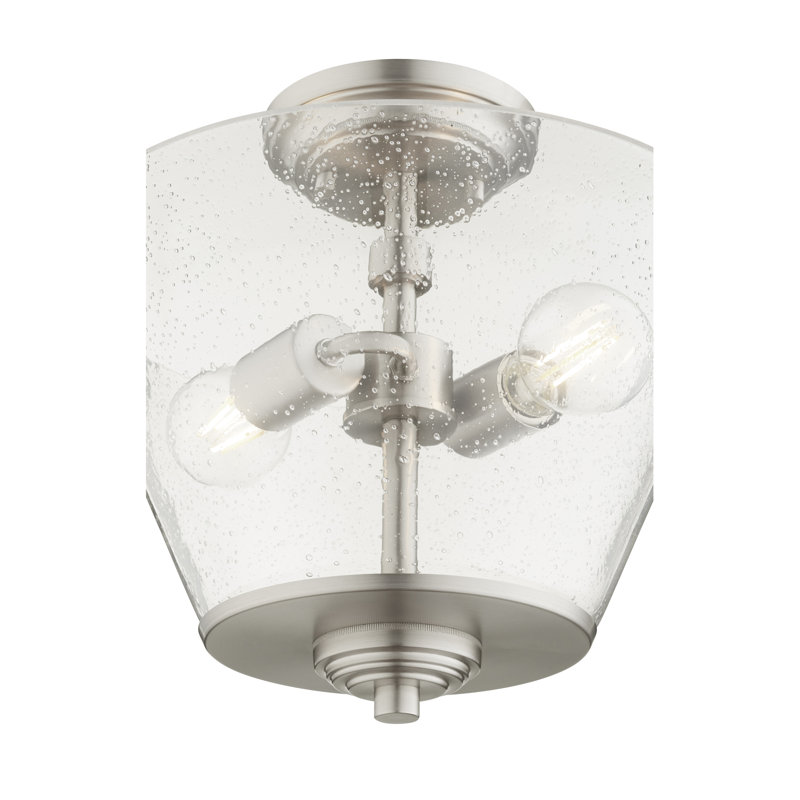 Commer Glass Semi Flush Mount, Satin Nickel