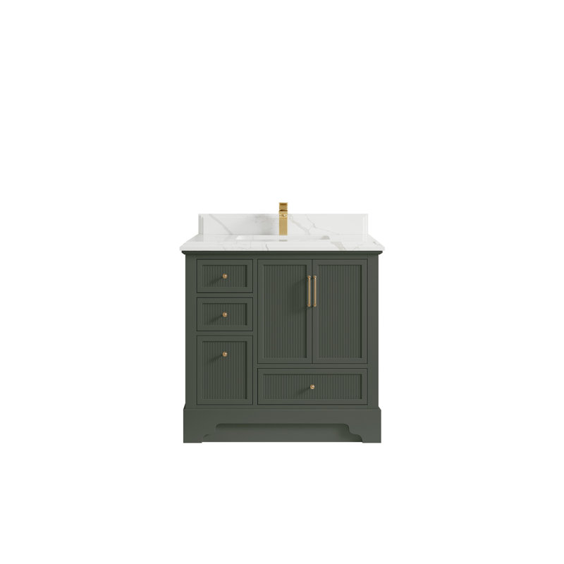 Meuble-lavabo simple 36 po avec plateau en quartz Alys