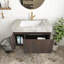 Meuble-lavabo de salle de bain à grain de bois espresso de 30 po avec lavabo, armoire de rangement en contreplaqué flottant avec tiroir et porte, plateau en pierre frittée gris clair avec lavabo en céramique, pré-assemblé-1342991751-1342991868-1342991744