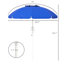 40+ parasol de plage protégé avec inclinaison et hauteur réglable, 2 porte-gobelets et crochets, auvent ventilé bleu pour la fonction de hauteur extérieure, protection, fentes ventilées