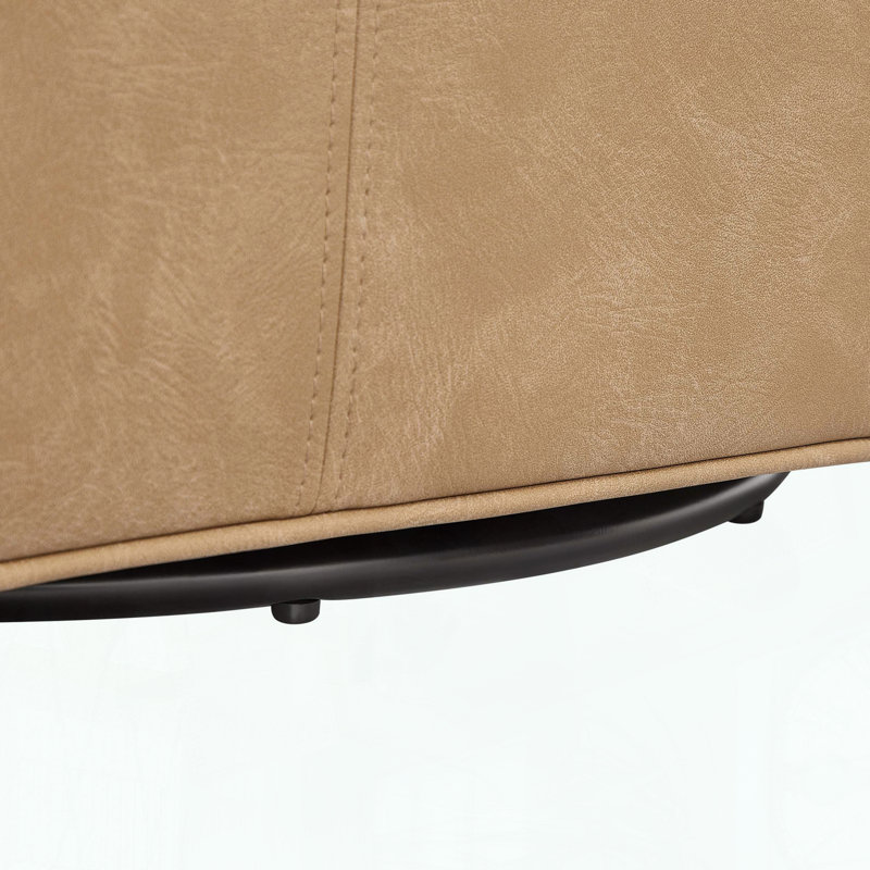 Fauteuil d'appoint pivotant en similicuir, siège à ressorts hélicoïdaux et coussin amovible, Brun pâle