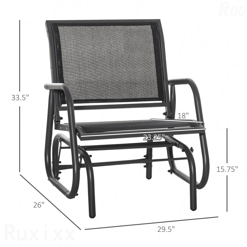 Ensemble 2 pièces de balançoire de véranda, cadre en métal, chaises de balançoire pivotantes en tissu respirant avec accoudoirs incurvés pour jardin noir