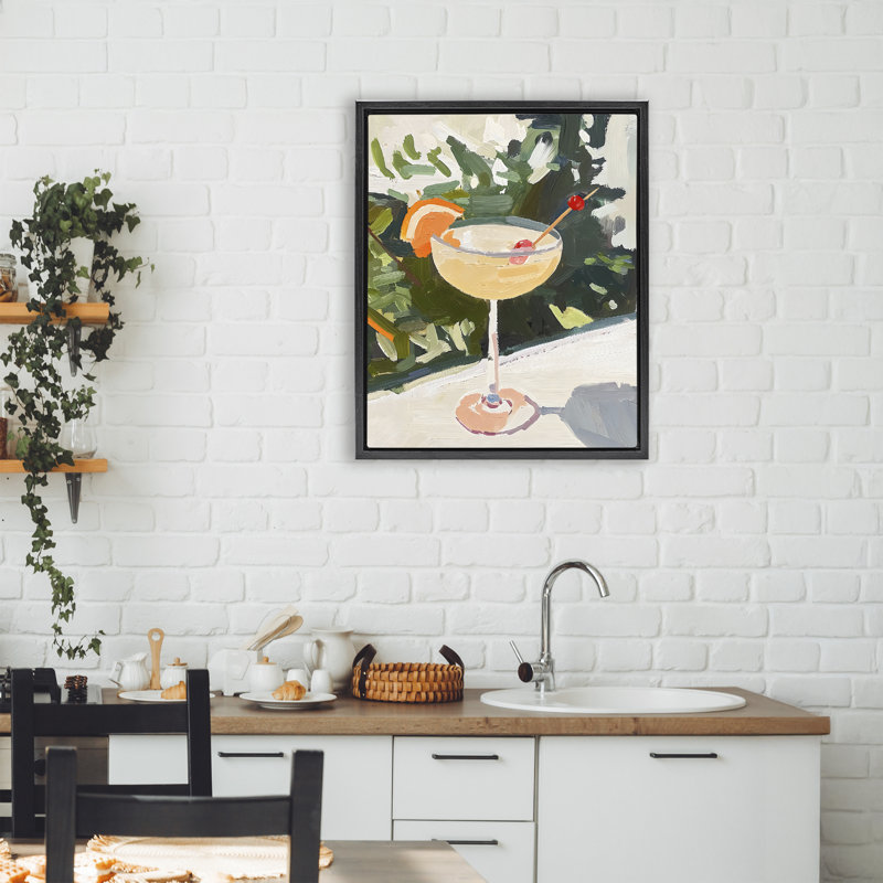 Cocktail avec cadre flottant Fruit Slice, design par Riley B, Cadre flottant noir de jais, H 21 po x l 17 po