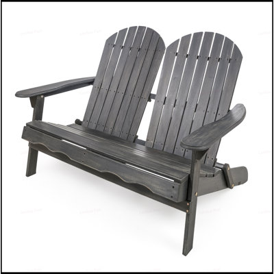 Durable Acacia Wood Adirondack Loveseat With Slat-Back Design For Outdoor Comfort And Style