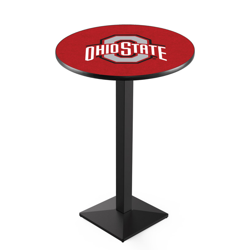 Round Metal Base Dining Table, Black Wrinkle, Ohio State University
