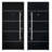 Front Exterior Prehung Steel Door / Deux 6083 Black Enamel / Top Exterior Window Sidelite / Stainless Inserts Entry Metal Modern Painted W36" x H80+16" Left hand Inswing-98195611