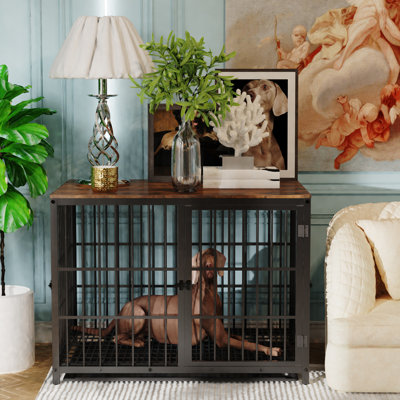Chamiya Metal and Wood Pet Furniture Style Crate with 3 Doors