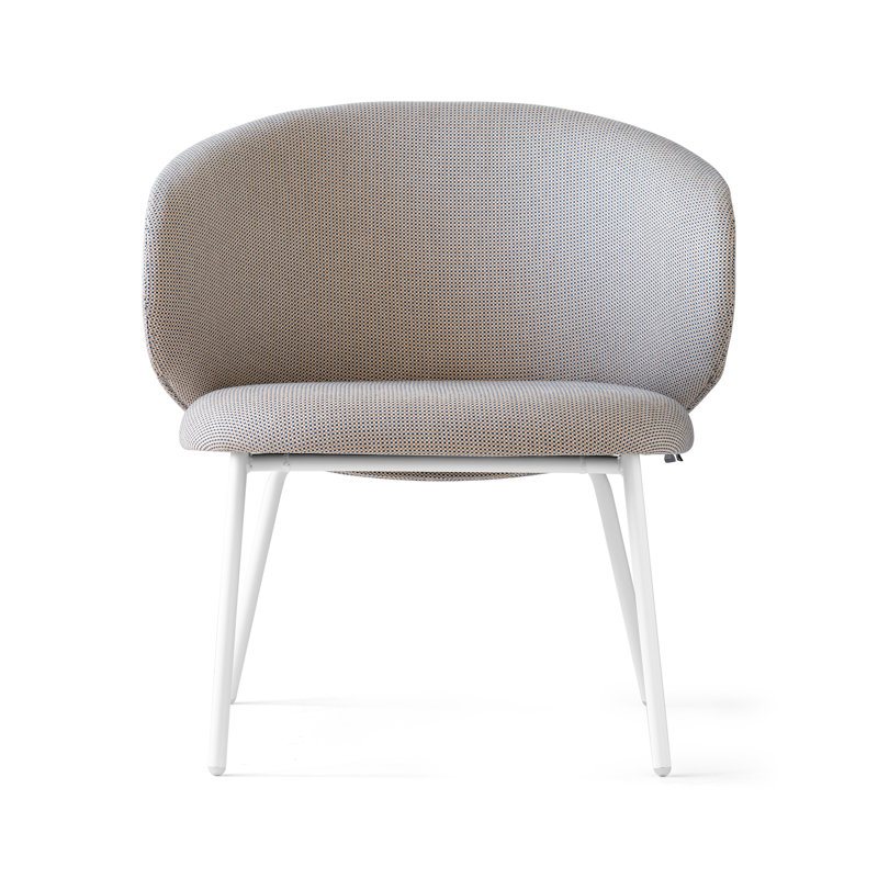 Chaise longue d'extérieur rembourrée avec structure en métal Tuka, Carré de sable