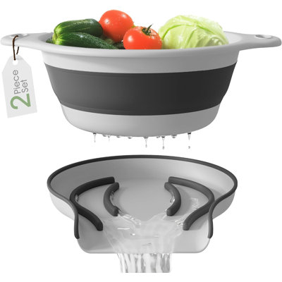 Passoire pliable sans BPA avec base autodrainante pour comptoir de cuisine et évier