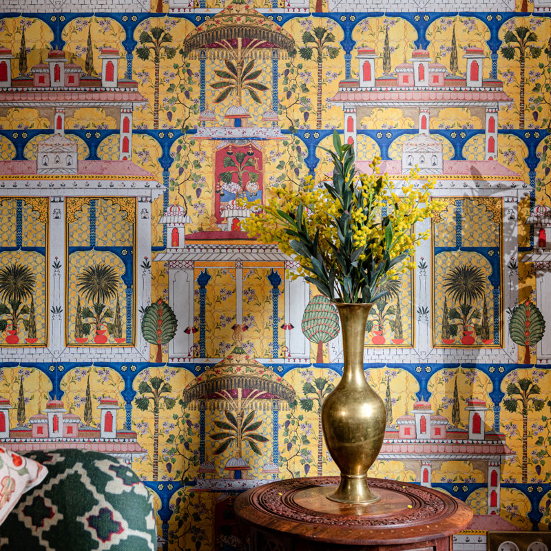Tales Of Maghreb Wallpaper Roll, Green/Mint/Red/Yellow