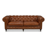 Castered 89'' Leather Sofa