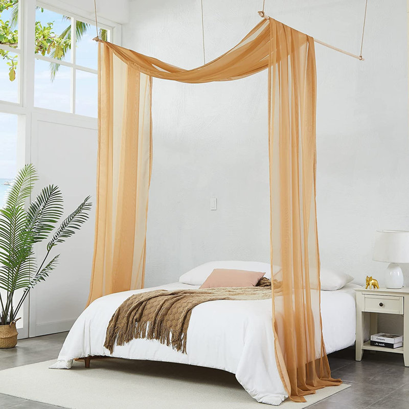  Rideaux à baldaquin en polyester, Or caramélisé, Très grand