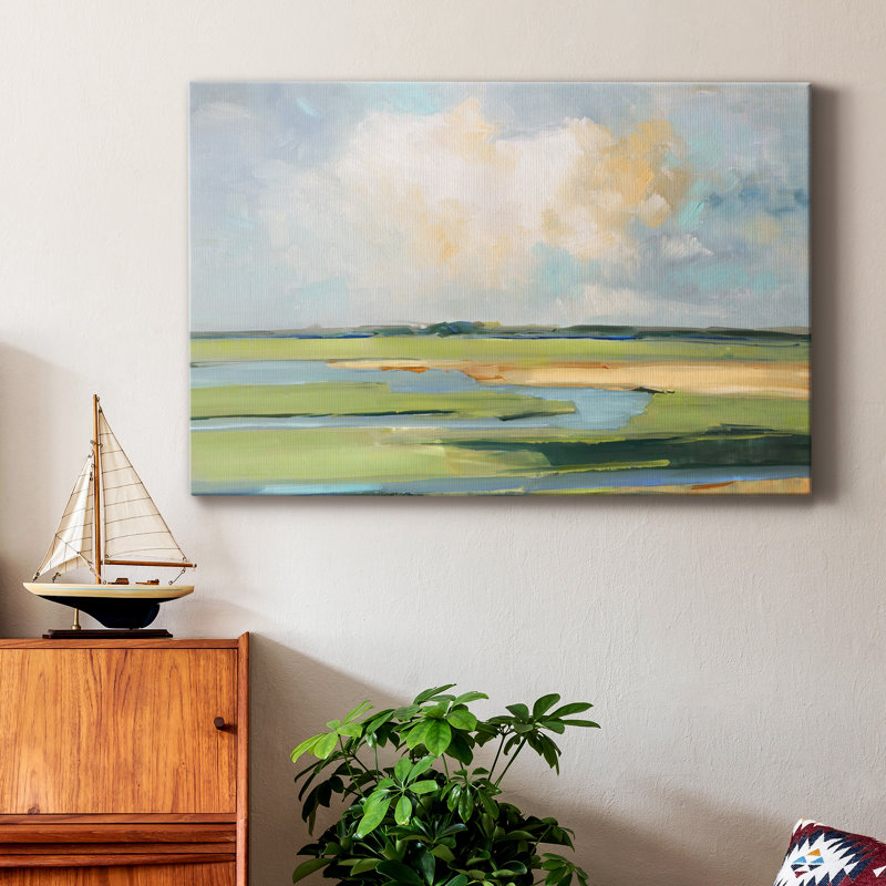 Pastel Horizon II - peinture sur toile tendue, H 48 po x l 32 po x P 1 po