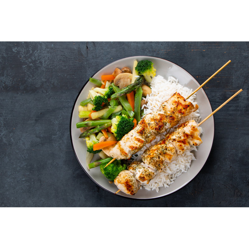Chicken Skewers With Steamed Vegetables And Long Rice by ASIFE - Wrapped Canvas Print, 30cm H x 46cm W x 3.8cm D