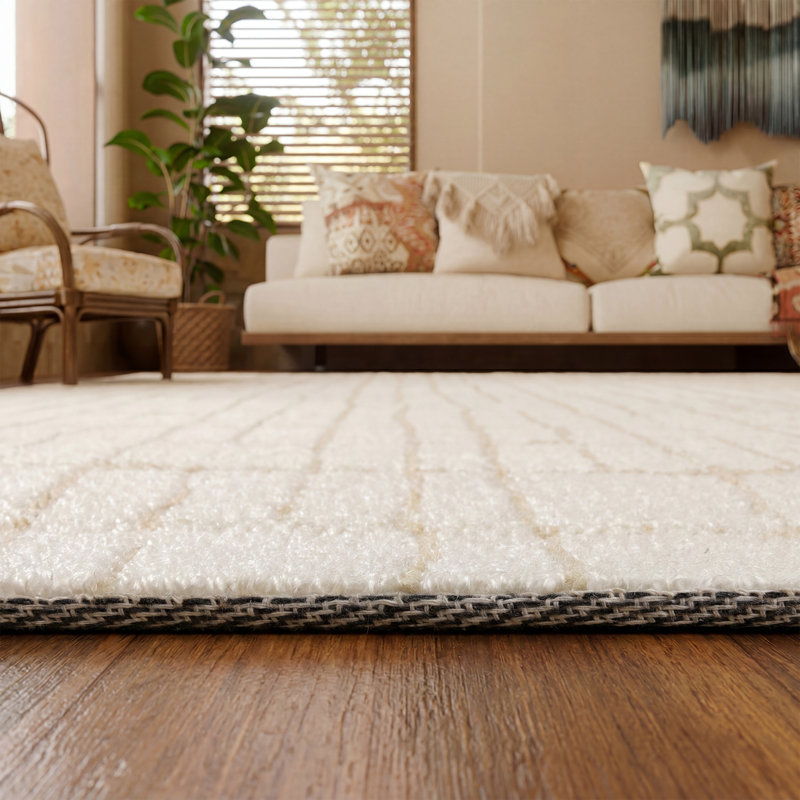 Hand Tufted Wool Geometric Area Rug, Rectangle 5'3" x 7'11"