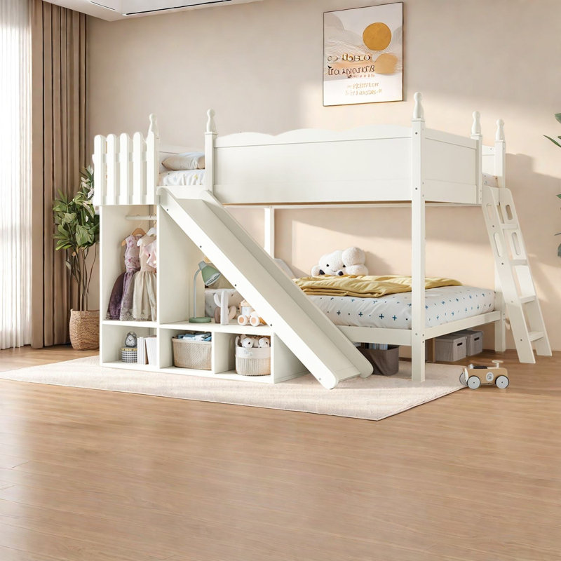 Lits avec glissière de rangement, lit double en bois aggloméré, beige moderne pour la maison