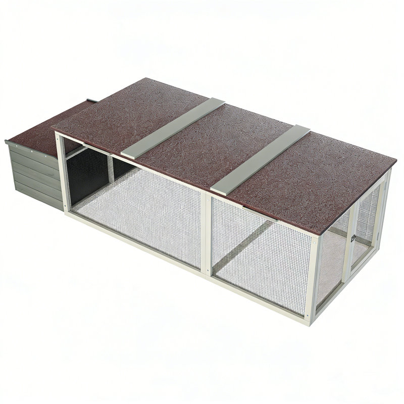 Weatherproof Wooden Chicken Coop with 20.93 Sq Ft Outdoor Run, Asphalt Roof, Nesting Box and Secure Locking Design for Backyard Poultry