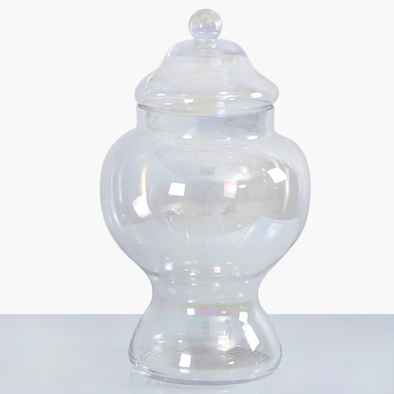 Glass Jar, Pearl, 36cm H x 21cm W x 21cm D