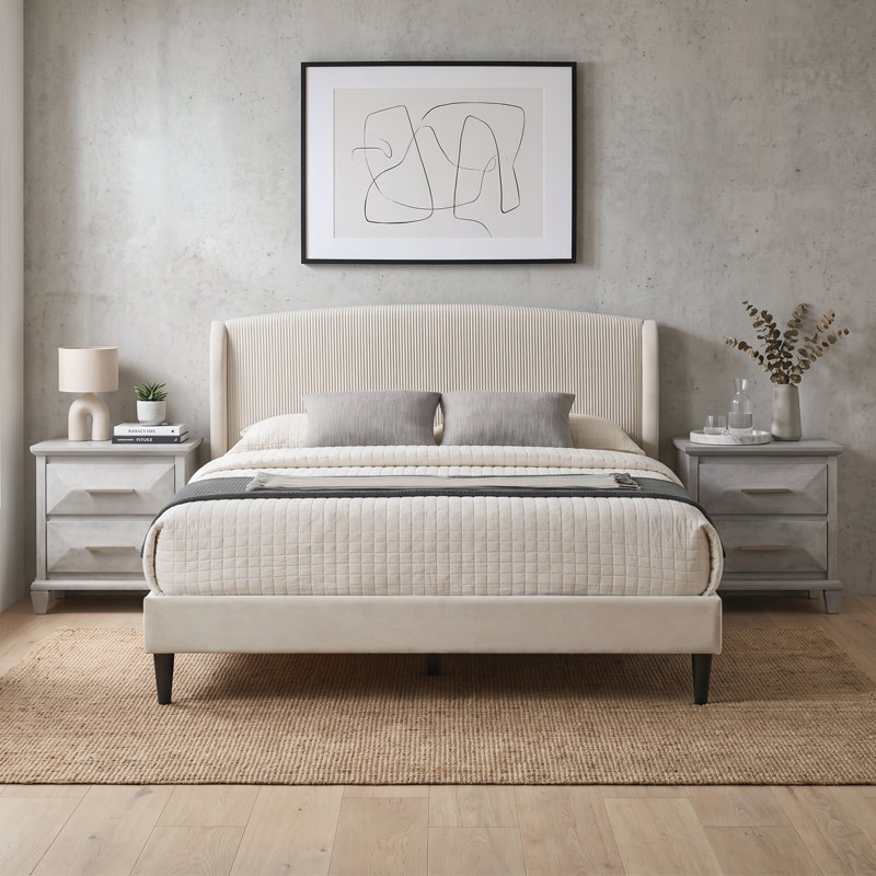 Clarence Contemporary 3 Pieces Bedroom Set, Queen, 3 Pcs: Bed, 2 Nightstands
