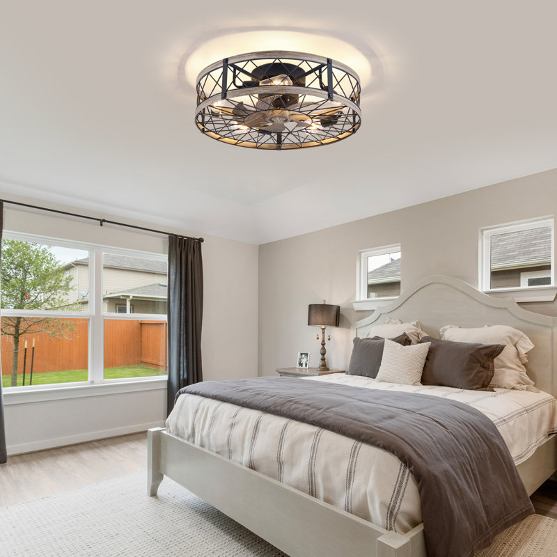 Ventilateur de plafond encastré 24 "avec lumières et télécommande, 24", Bouleau
