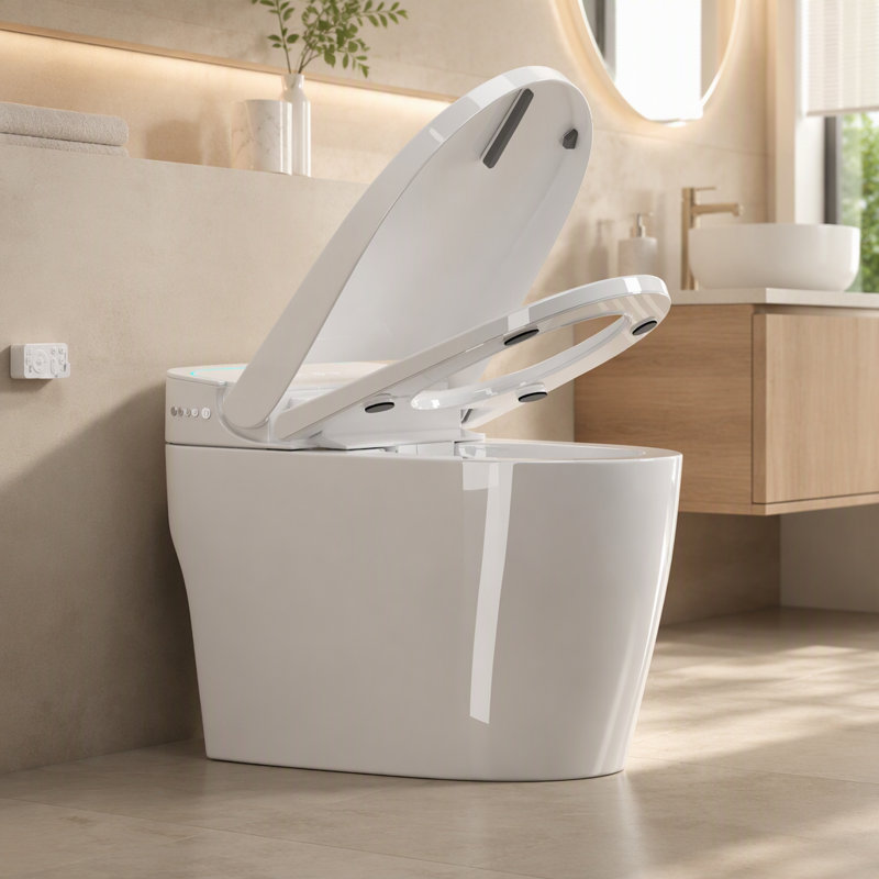Toilette intelligente une pièce avec bidet intégré, siège à fermeture automatique, sécheuse et eau chaude