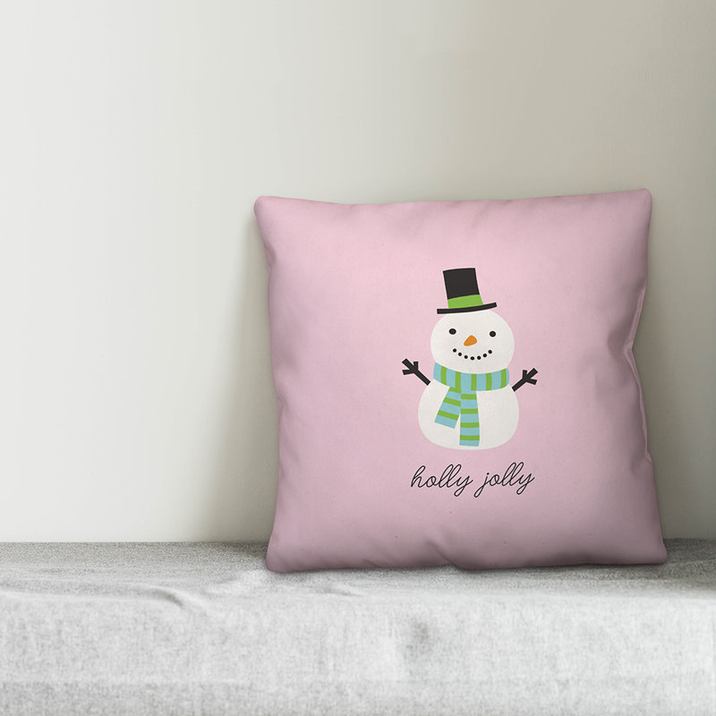  Housse de coussin Holly Jolly Snowman, 18 po x 18 po, Polyester/ Bourre en polyester