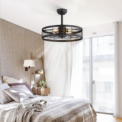22 inch Fandelier Industrial Ceiling Fans with Lights and Remote