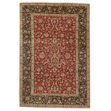 Hand Knotted Wool Oriental Area Rug in Red And Black