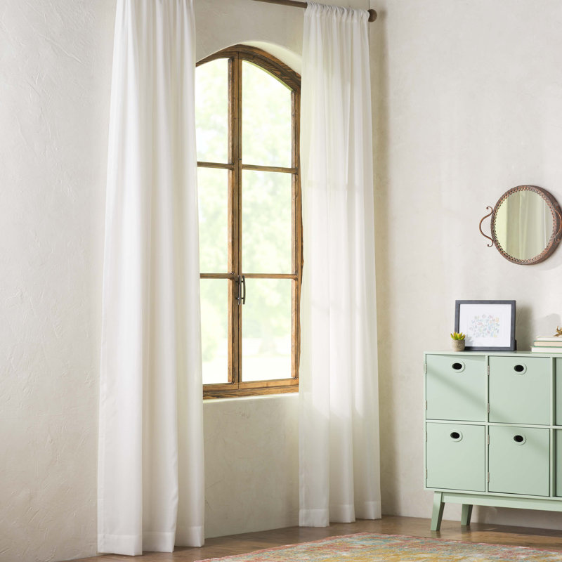 Chelsea Sheer Curtain Single Panel, Ivory, 52"W x 95"L