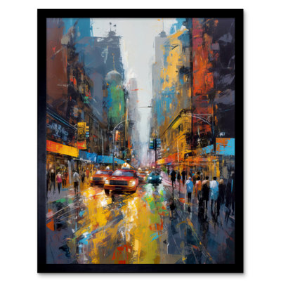 Mesirow New York City Street Taxi Traffic Modern Cityscape Single Picture Frame Wall Art